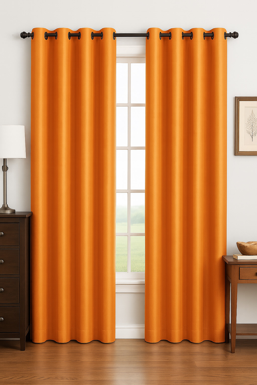 2 Panels Curtains Set Each 54x84 Inch Glow Faux Silk 8 Grommets Light Blocking gallery