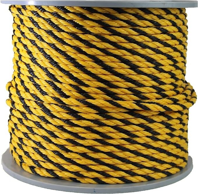 ATERET Twisted 3-Strand YELLOW & BLACK Polypropylene Rope Monofilament ALL SIZES gallery