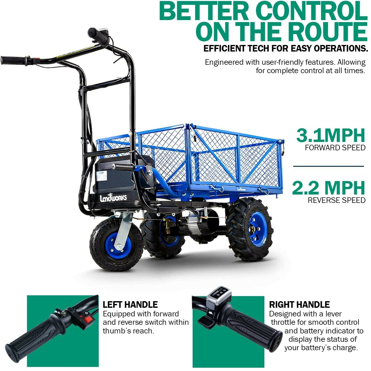 Landworks Utility Service Cart Wheelbarrow Power Wagon Super Duty Electric 48V D gallery
