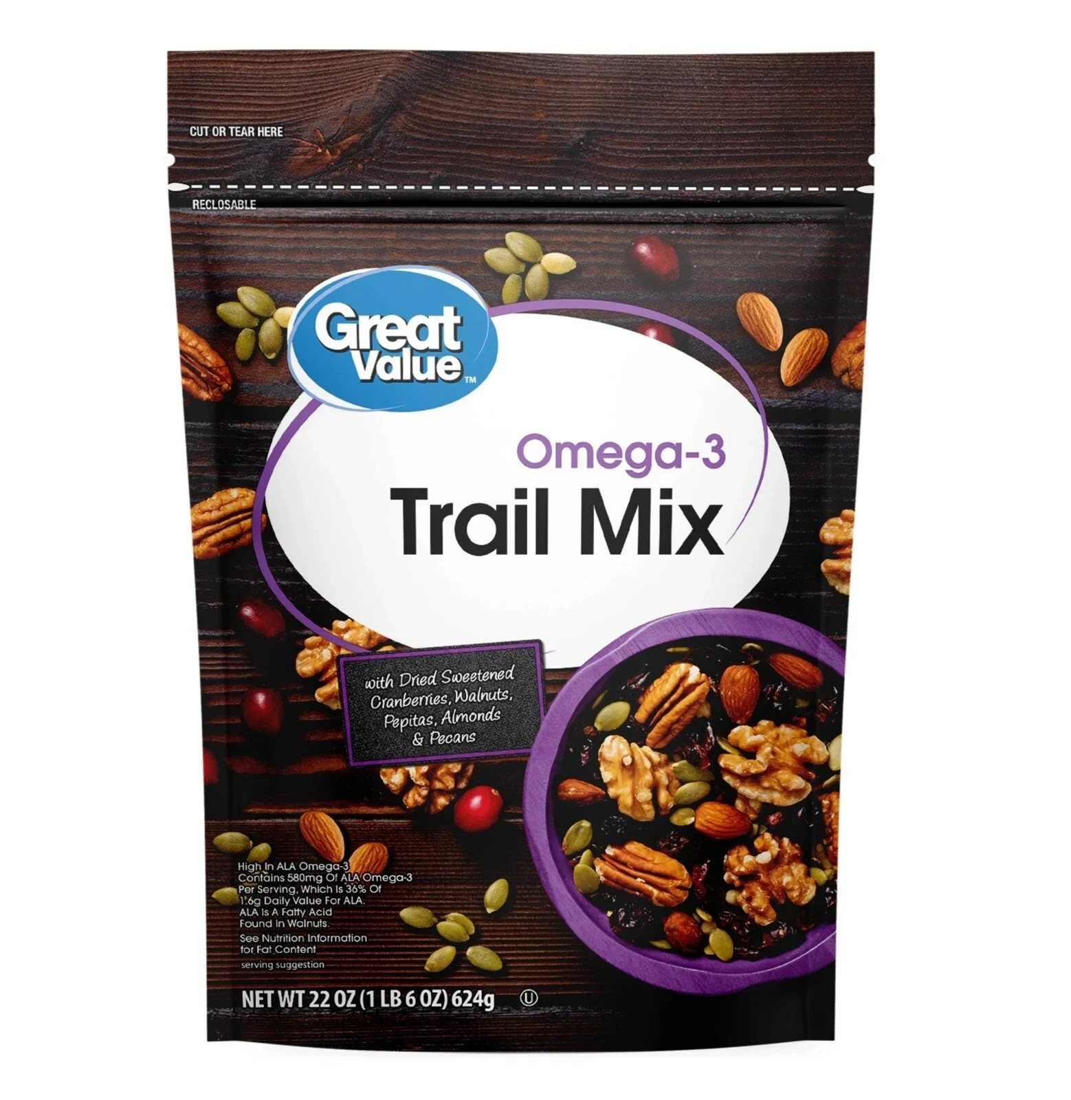 Great Value Omega-3 Trail Mix, 22 oz Brand New Item gallery