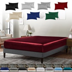 Bed Sheets&Pillowcase Set Luxury Satin Silk Sheet Deep Pocket Free Wrinkle Fade