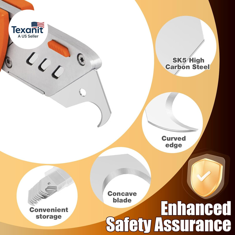 100 Pack Hook Blades, Utility Knife Hooked Blades in Storage Box, Heavy Duty SK5 gallery