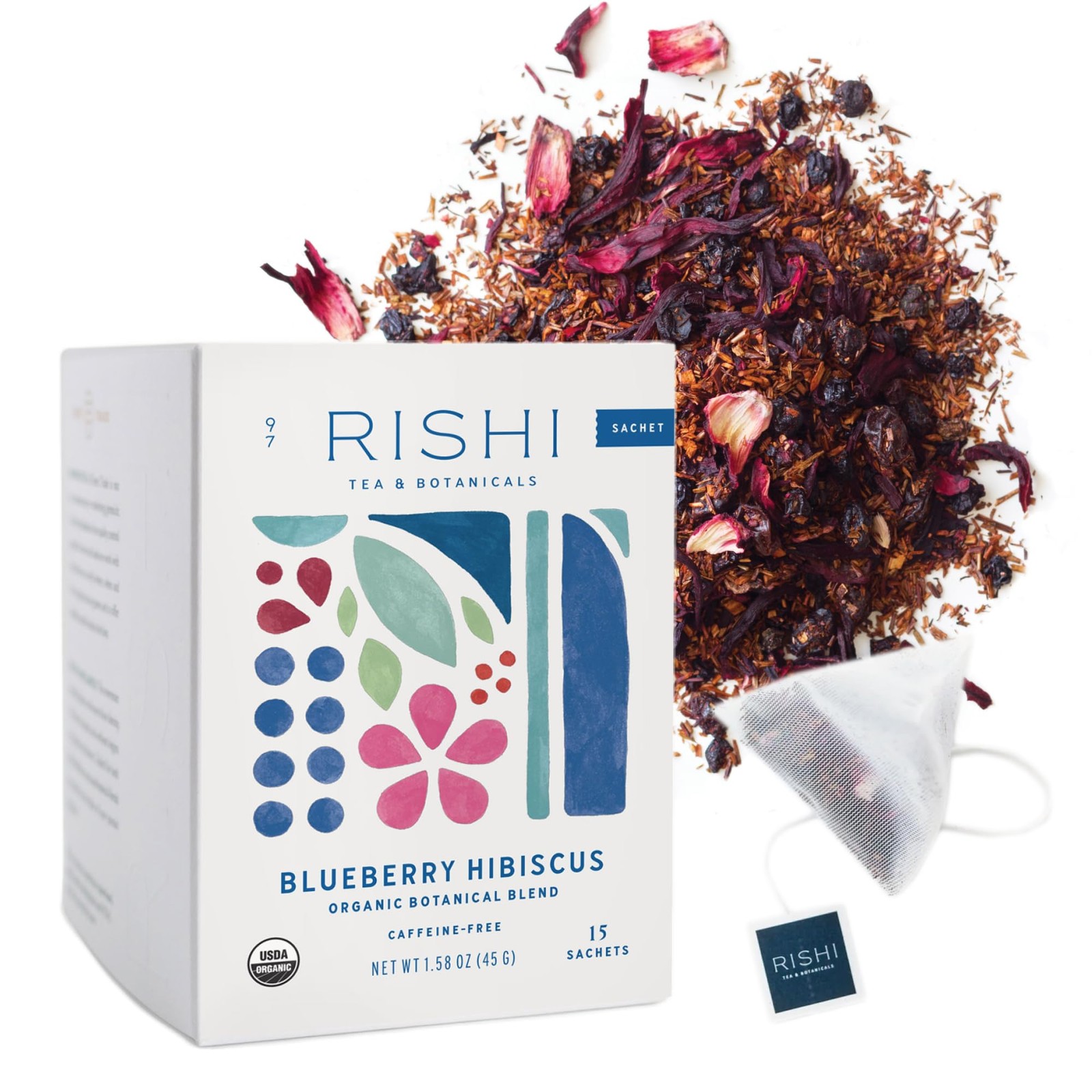 Blueberry Hibiscus Herbal Tea - USDA Organic, Direct Trade Sachet Bags, Antio... gallery