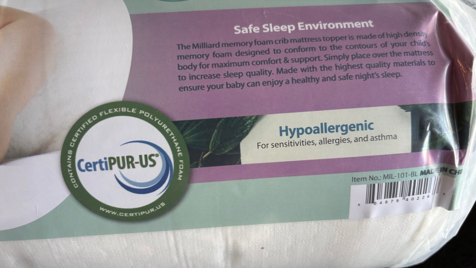 Milliard 2in Ventilated Memory Foam Crib/Toddler Bed Mattress Topper (Brand NEW) gallery