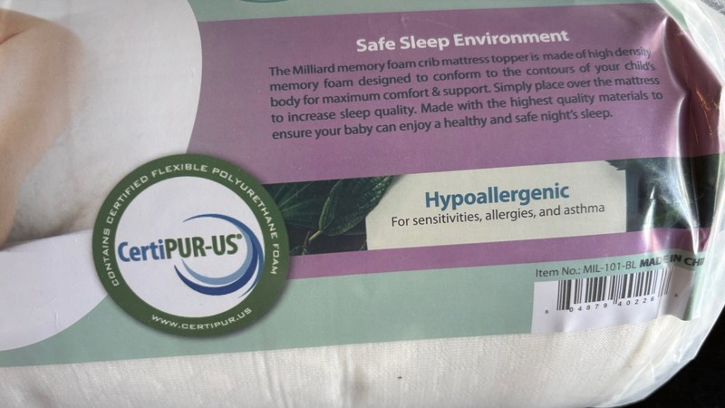 Milliard 2in Ventilated Memory Foam Crib/Toddler Bed Mattress Topper (Brand NEW) gallery