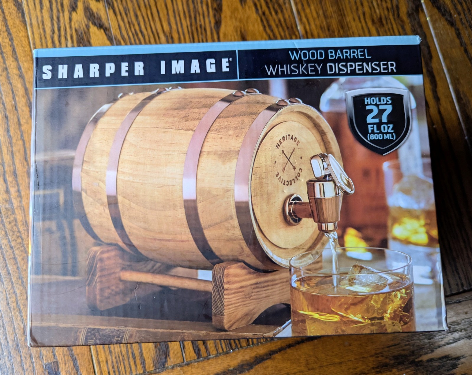 Sharper Image Mini Wood Whiskey Barrel Dispenser Holds Up 27 FL OZ / 800 ML SEE! gallery