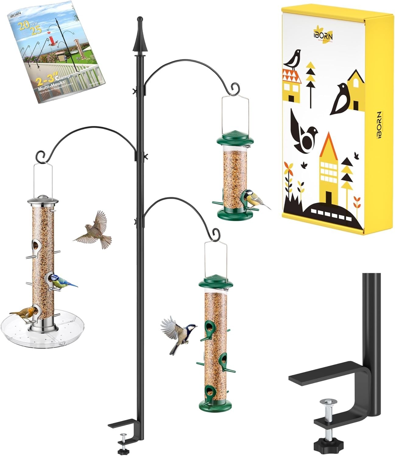 Shepherds Hooks for Outdoor Clamp on Deck Hook for Bird Feeder 45 Inch Bird Feed gallery