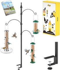 Shepherds Hooks for Outdoor Clamp on Deck Hook for Bird Feeder 45 Inch Bird Feed