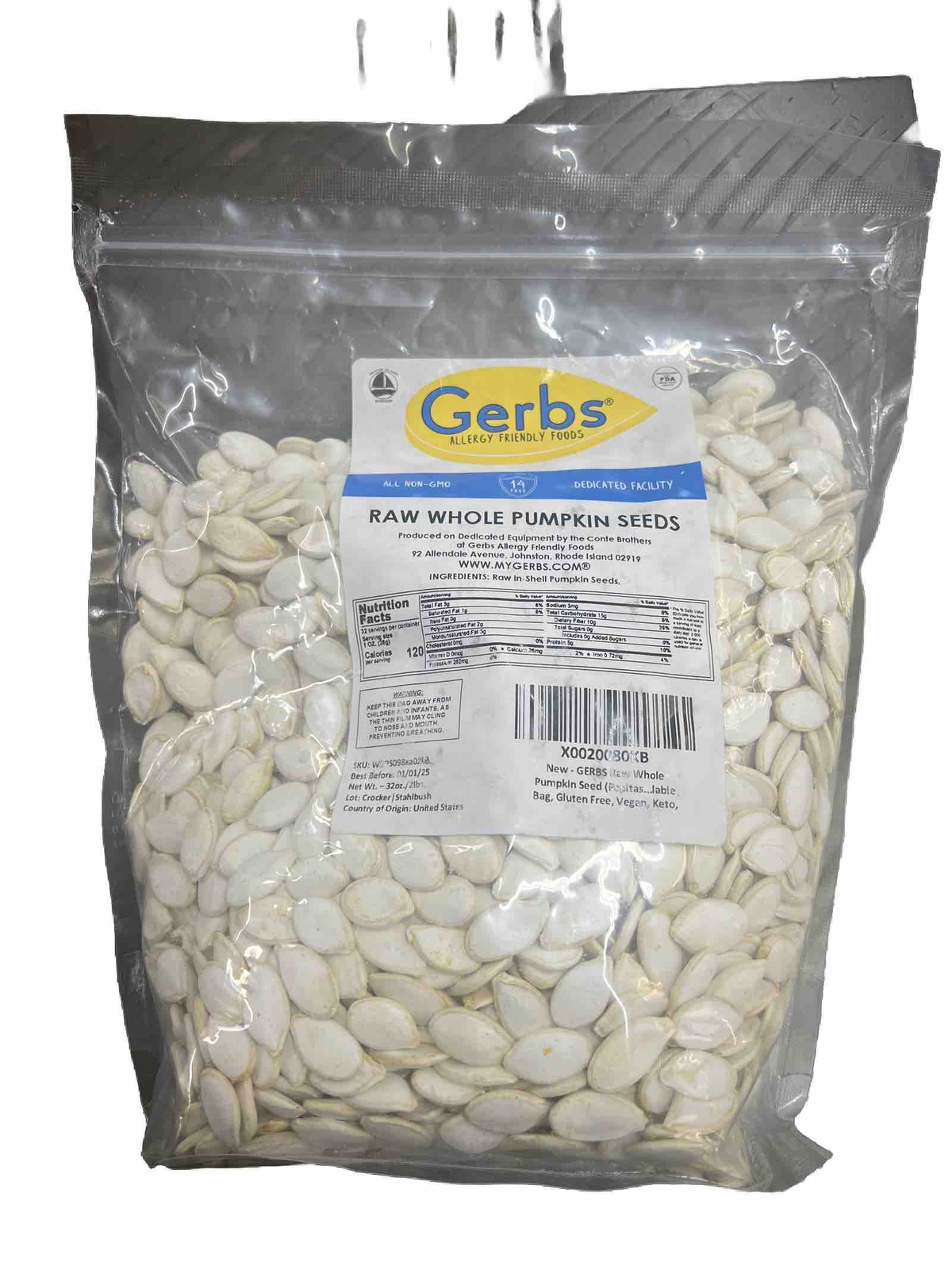 Whole Pumpkin Seed Sea Salted Roasted In Shell 2 lbs 01/01/2025 gallery