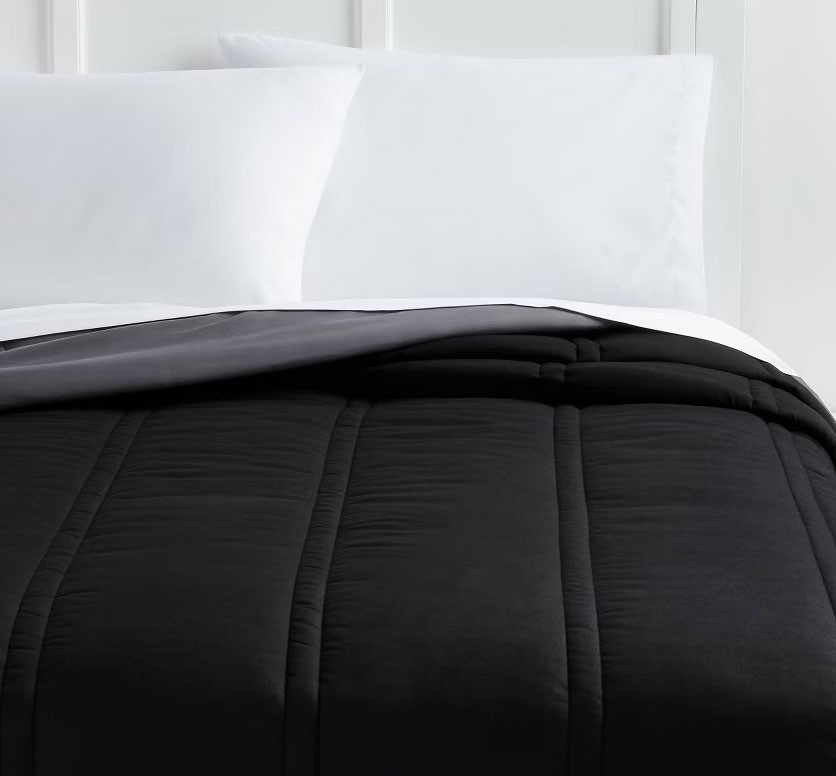 Full/Queen Lofty Microfiber Comforter Black - Room Essentials gallery