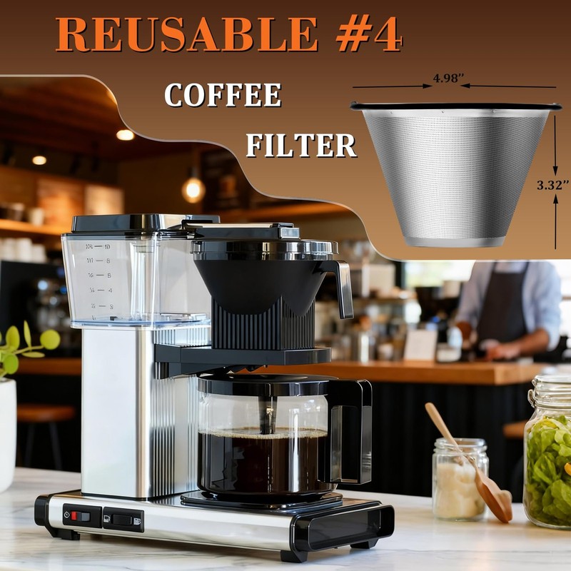 Reusable #4 Coffee Filter for Technivorm Moccamaster KBGV, KBT, Durable Metal... gallery