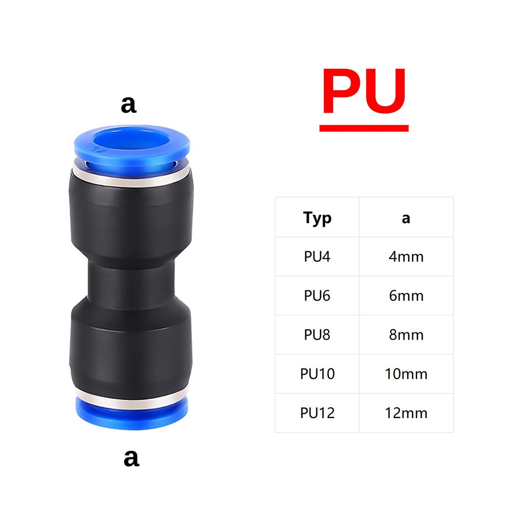 PNEUMATIC PUSH IN FITTING AIR WATER PIPE ALL TYPE FITTINGS 4-6-8-10-12-14-16MM