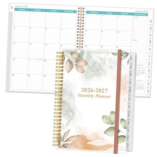 2026-2027 Monthly Planner - 18 Monthly Calendar, January 9" x 11" Rose Leaf gallery