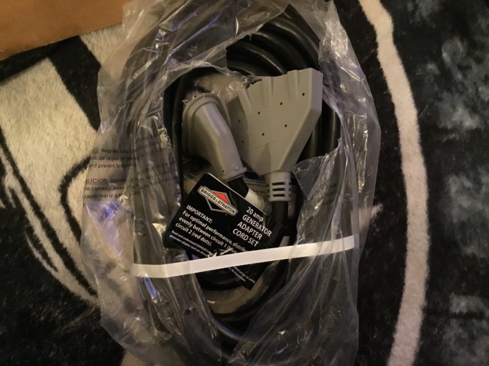 Briggs & Stratton 20 Amp Generator Adapter Cord Set - 25' Long 4 Outlets - New gallery