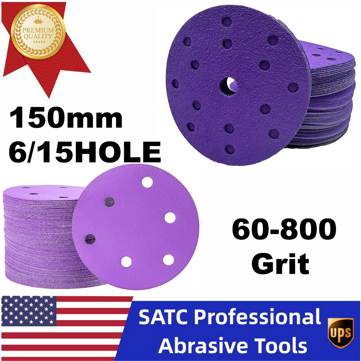 Premium Ceramic Grain Sanding Discs 6 Inch Sandpaper Hook and Loop Grit 60- 800 gallery