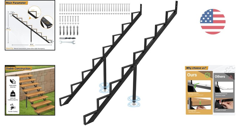 Unique Triangular Design Stair Riser 8-Step - Durable & Elegant Outdoor Steps gallery