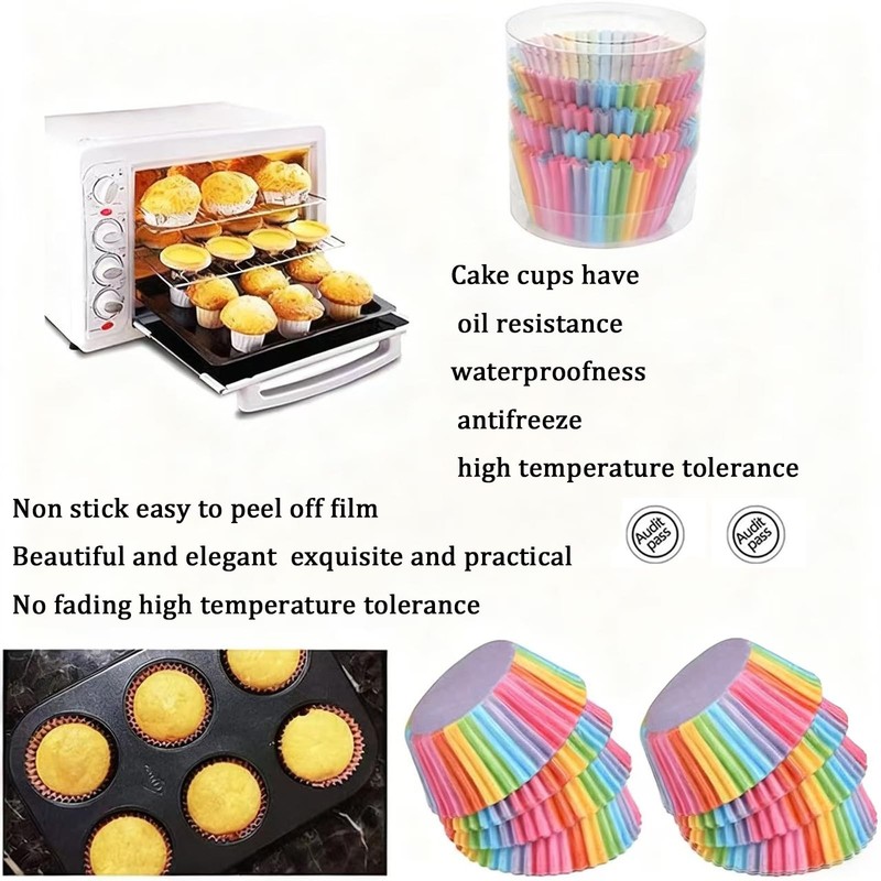 100 Pack Rainbow Cupcake Liners, Standard Size Greaseproof Baking Cups, Color... gallery