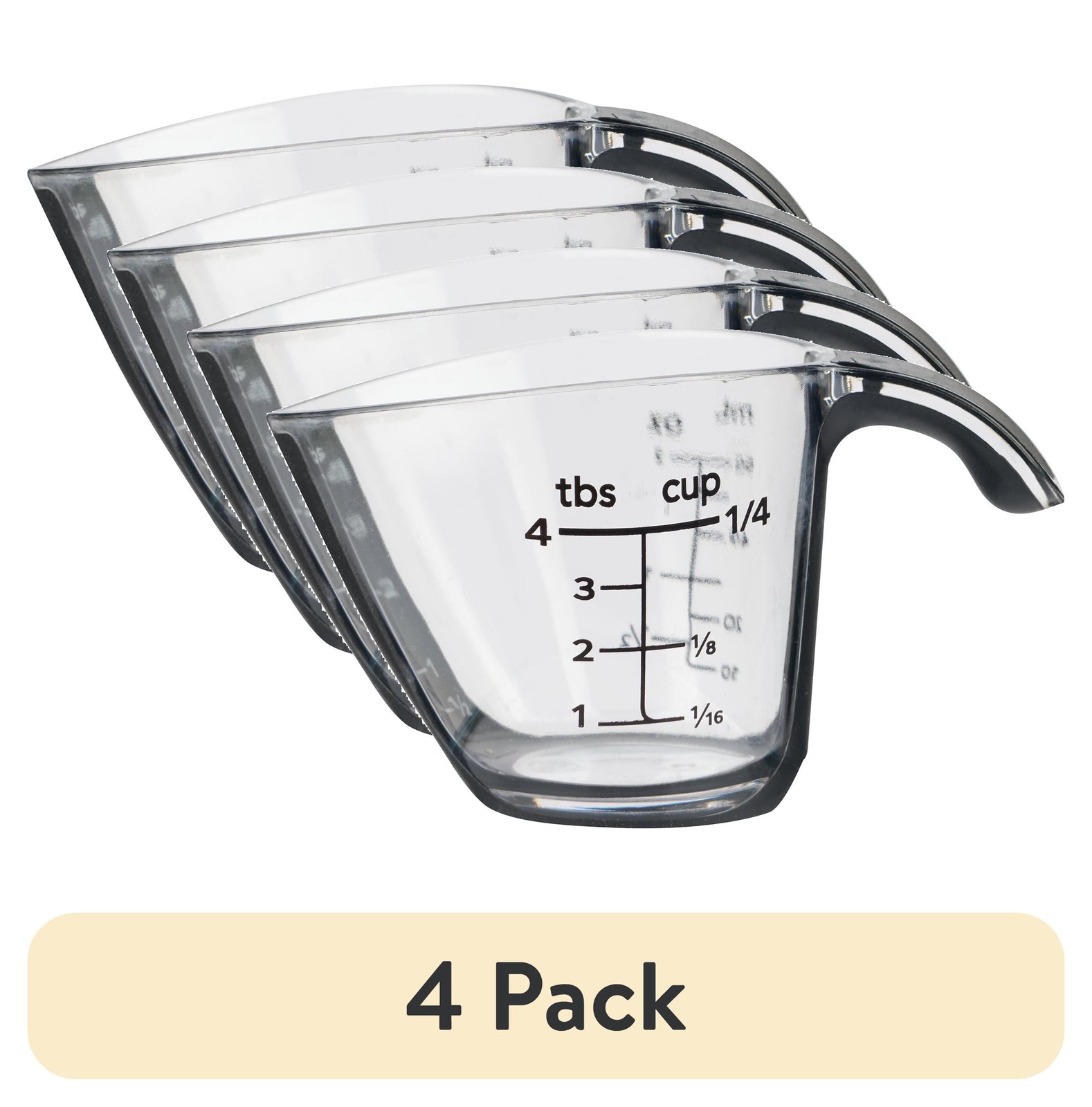 (4 pack) 1/4C Plastic Mini Measuring Cup, Black/Transparent gallery