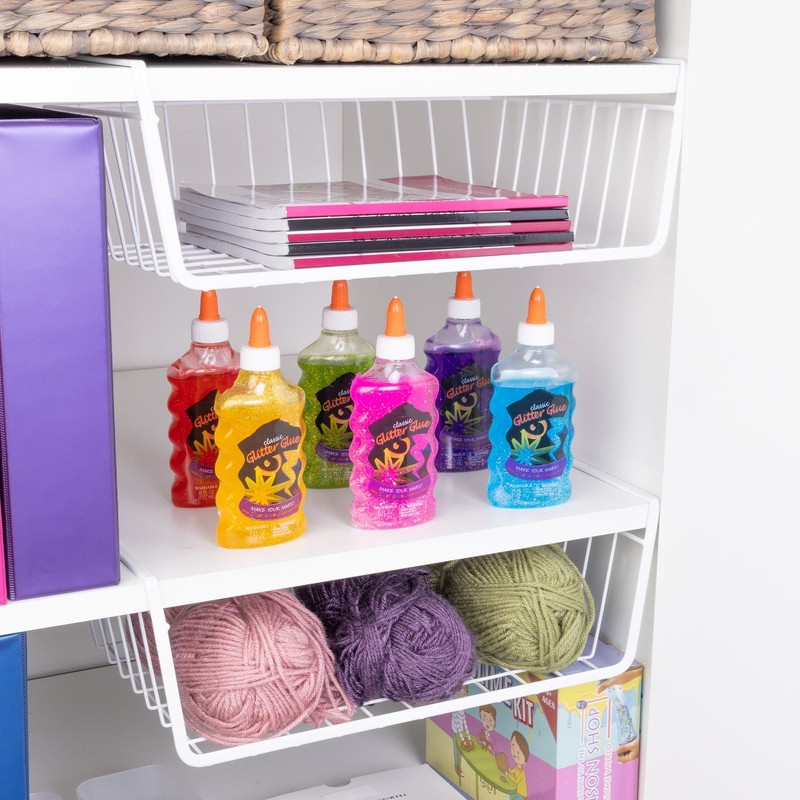Wire Under-Shelf Storage Baskets,Cabinet and Pantry Shelf Organizer,2 Pack,White gallery