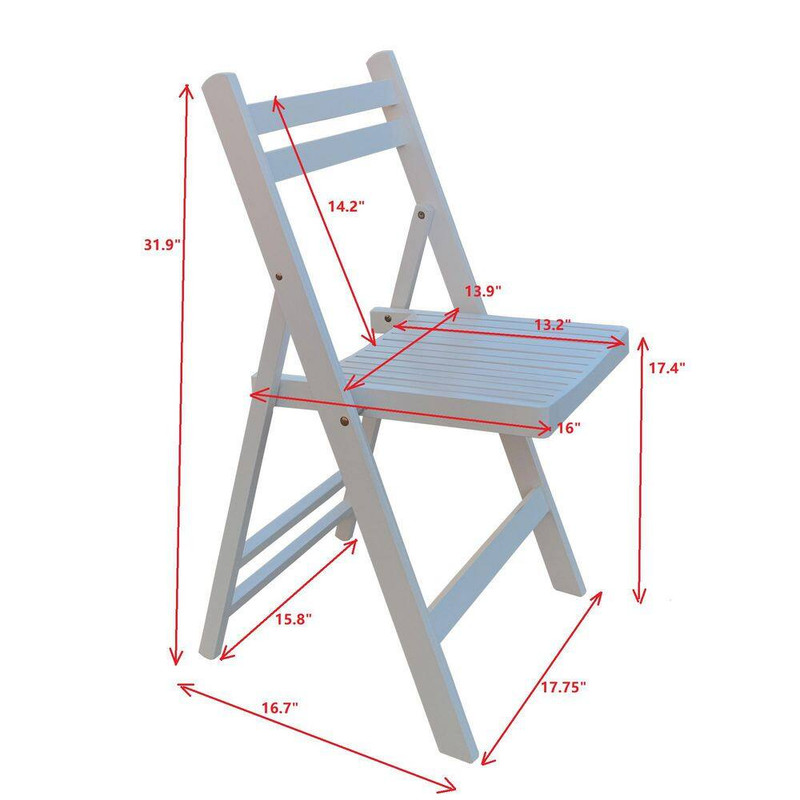 White Solid Wood Slatted Folding Event Chairs (Set of 4)-Fully Assembled 220 Lb. gallery
