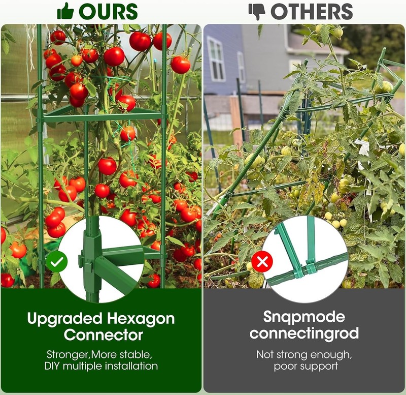 Heavy Duty Triangular Tomato Cages, Adjustable from 16 to 51.2 Inches - 3 Pack gallery