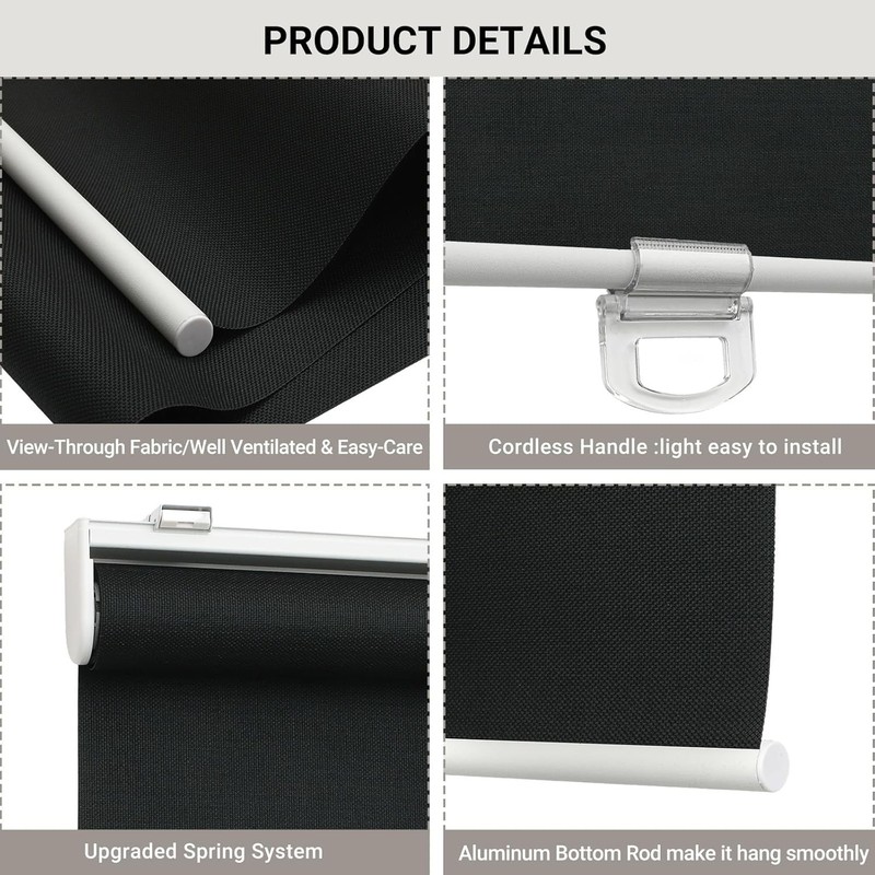 Cordless 5% Openness View Roller Shades for Indoor Windows,Solar Screen Flame gallery