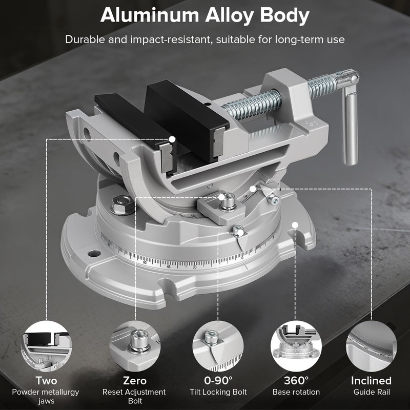 Multi-Angle Bench Clamp with Heavy-Duty Vise Function: 0-90° Tilt, 360° Swive... gallery