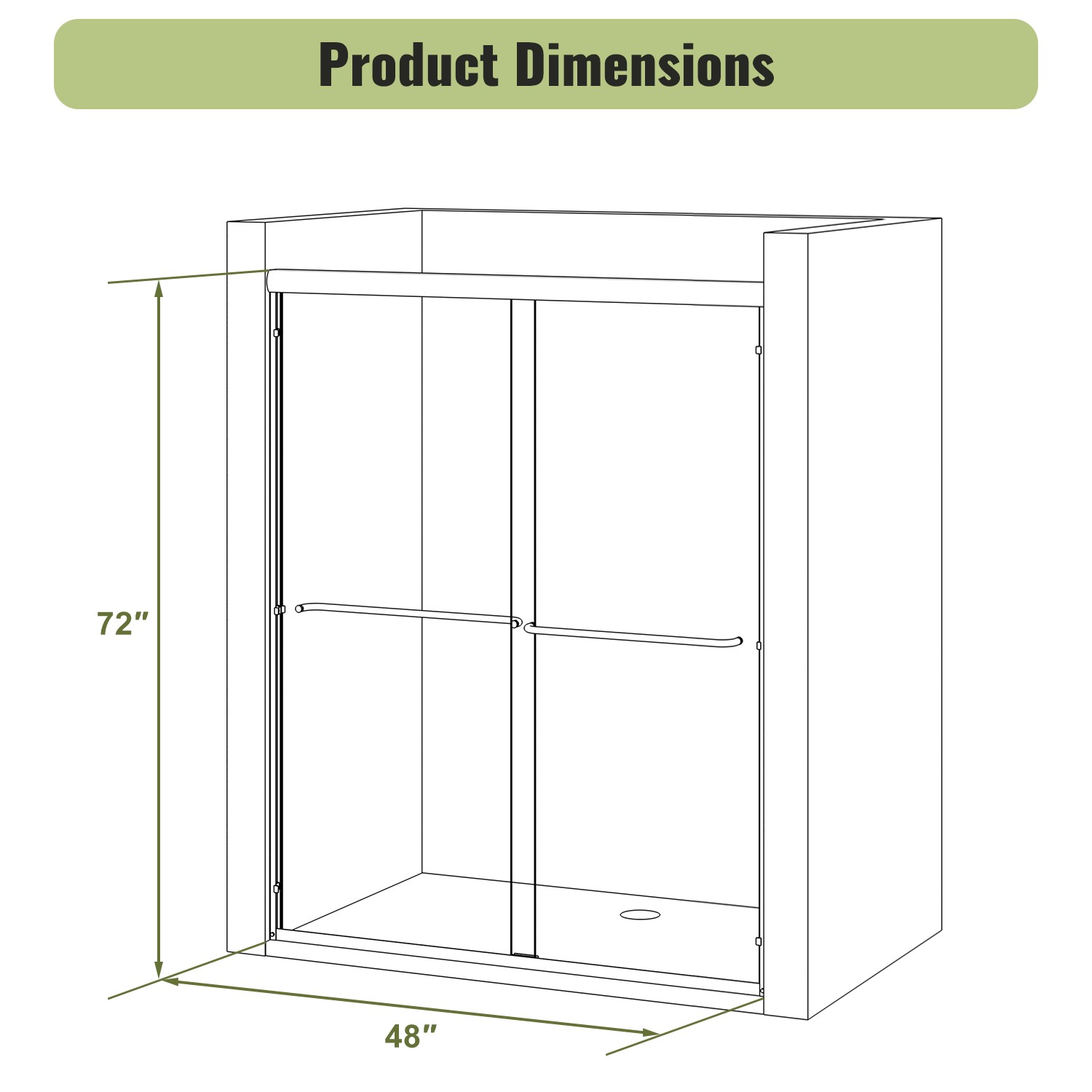 ELEGANT Double Handle Semi-Frameless Sliding Shower Door 1/4 in. Tempered Glass gallery