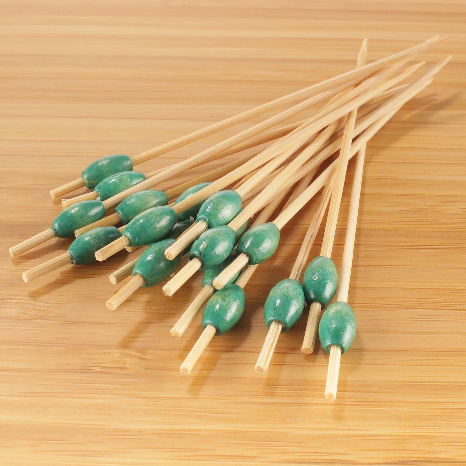 BambooMN - Green Bead Food Cocktail Appetizer Dessert Bamboo Skewers Picks gallery