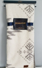 NEW Pendleton Icon Sherpa Aztec Throw Blanket Fleece 50×70 Cream Ivory Gray Back