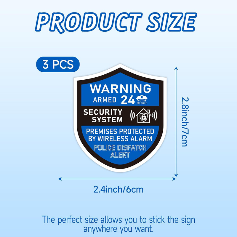 3PCS Security Alarm System Sign for Home, Self-Adhesive Weatherproof Small 24 Ho gallery
