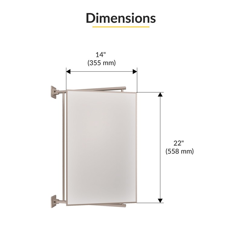 Brixwell Rectangular Double-Hinged Mirror 14" x 22" Pivot-N-Vue Brushed Nickel gallery