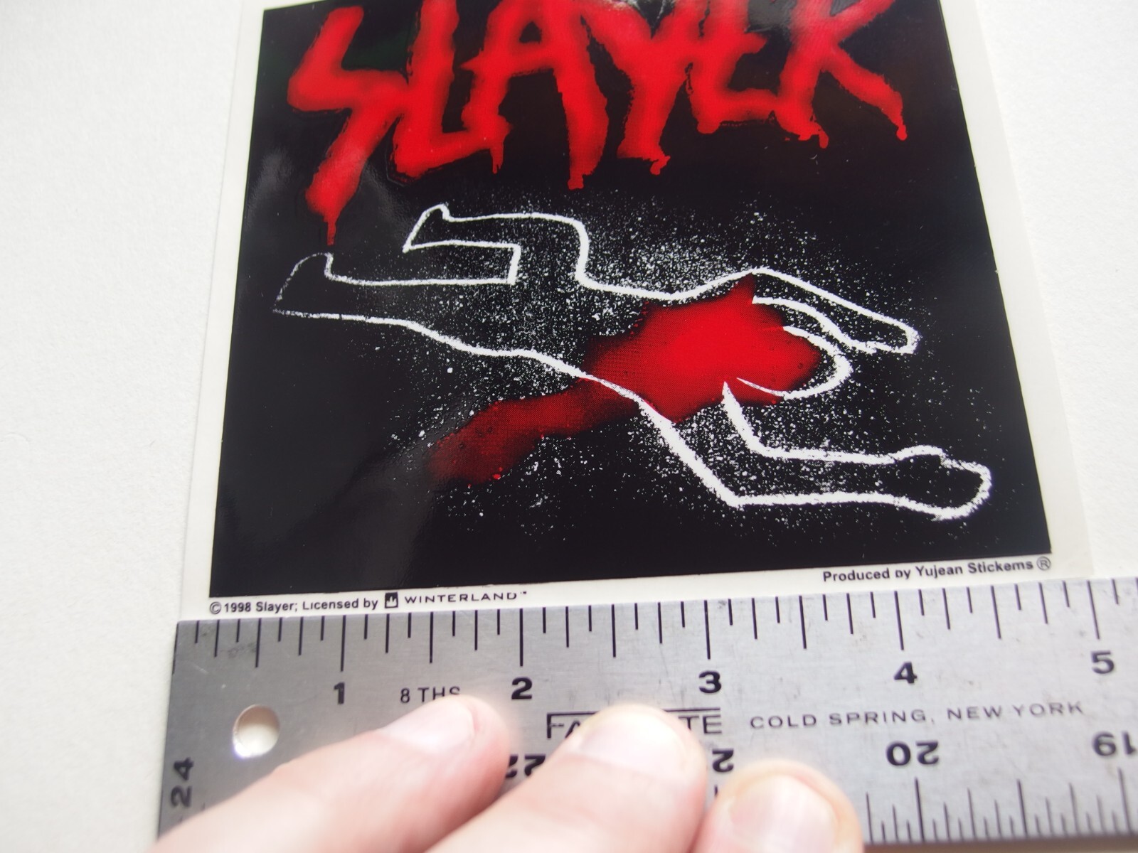 🎸 Vintage Slayer Chalk Outline Sticker 1998 Winterland 5x4.5” Heavy Metal Rare! gallery
