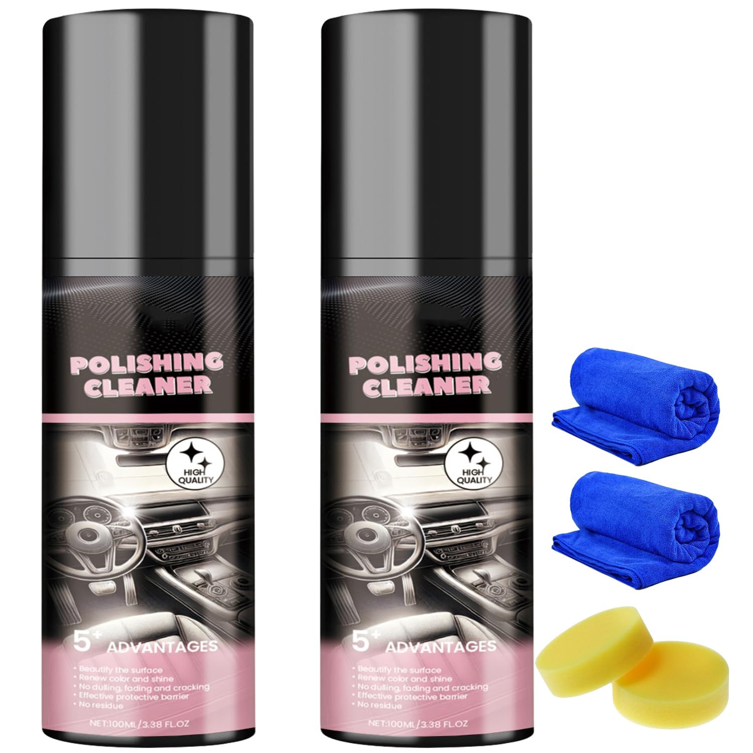Car Interior Detail Polishing Cleaner, Multi-Purpose Car Cleaner 100Ml (2PCS) - gallery