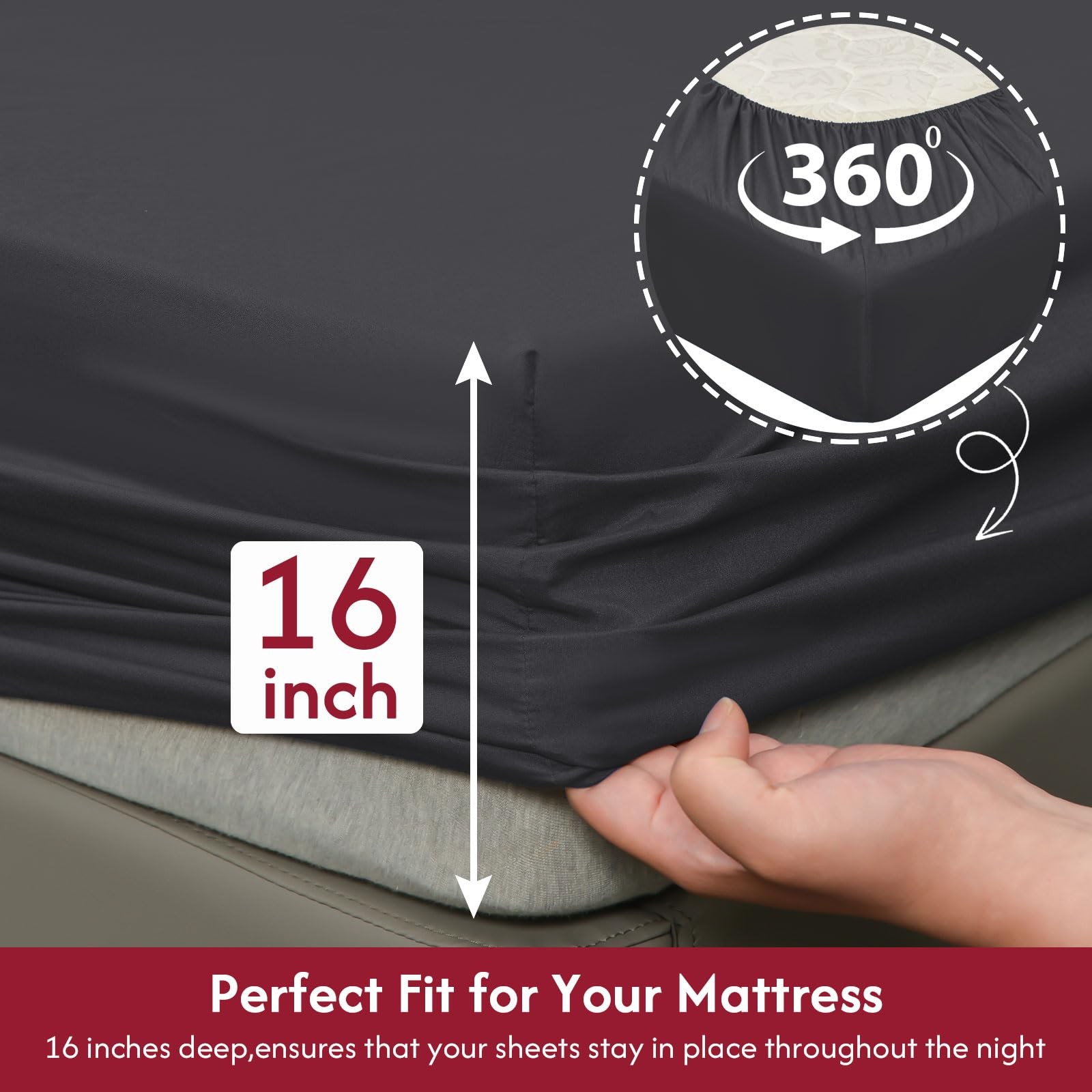 4-Piece Dark Gray Twin Size Microfiber Sheet Set 16-Inch Deep Pockets gallery