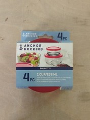 Anchor Hocking Replacement Lid 1 Cup 236ml Set Of 4 Lids Red Round Snugfit NEW gallery