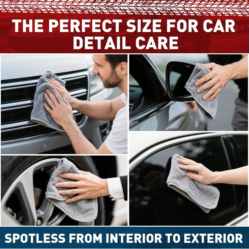 Microfiber Cleaning Cloths Bulk-15 Pack, Gray Microfiber Towels for Cars, Ultra gallery