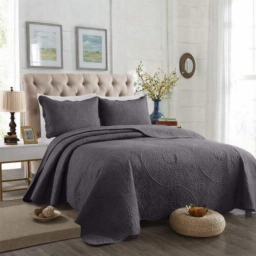 Light Weight Quilt Bedding Set Luxury Floral Quilted Bedspread with Pillow Shams