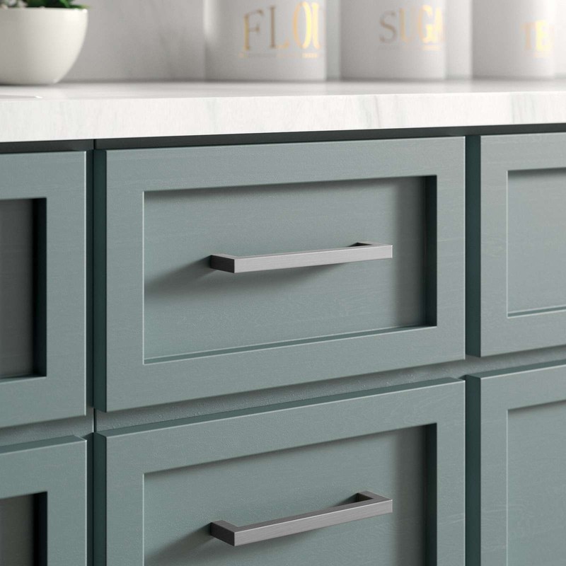 Brushed Nickel Square Kitchen Cabinet Drawer Handles Bar Pulls Stainless Steel gallery