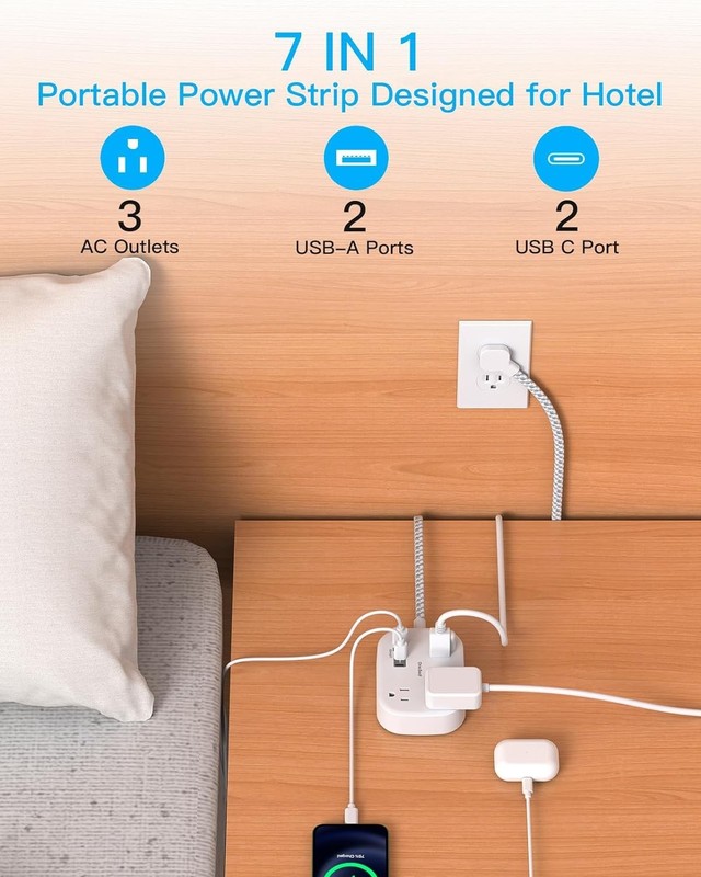 Lightweight Cruise Approved Power Strip: USB C & 4 Ports for Easy Charging gallery