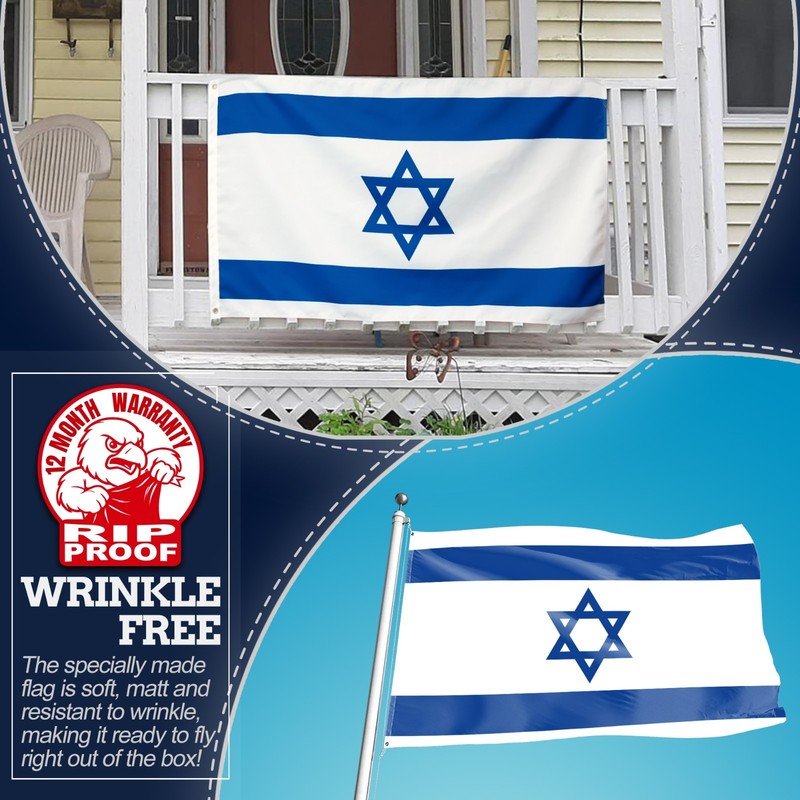 Anley Rip-Proof Double Sided 3-Ply Israel Flags 3x5 Ft Israeli National Flags gallery
