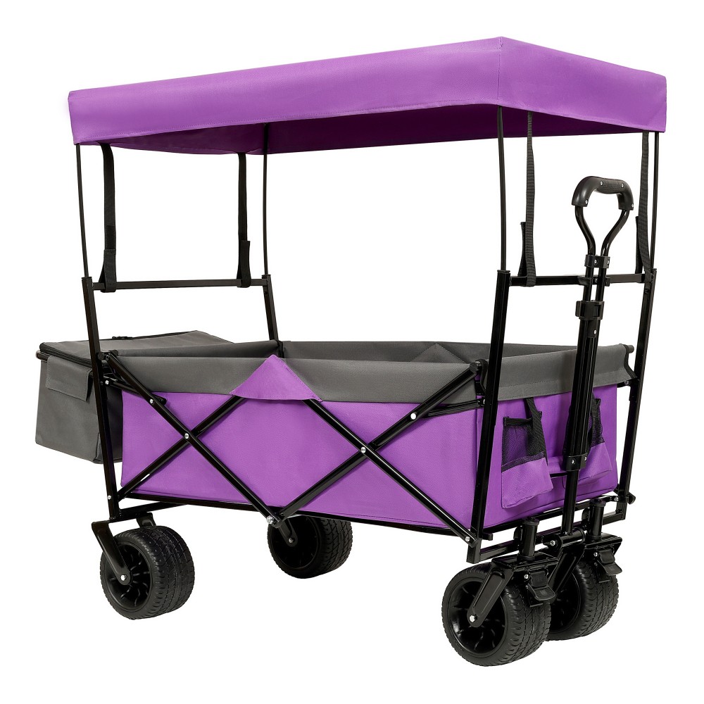 480Lbs Collapsible Wagon with Canopy,Wagon Stroller with 7" All-Terrain Wheels gallery