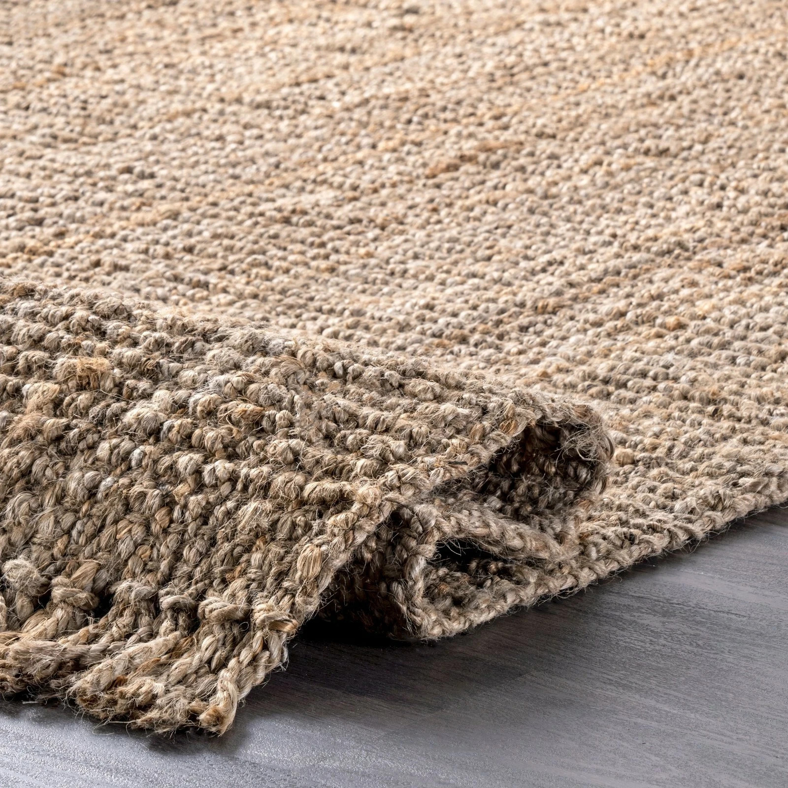 nuLOOM Hand Made Chunky Loop Natural Jute Area Rug in Tan Color gallery