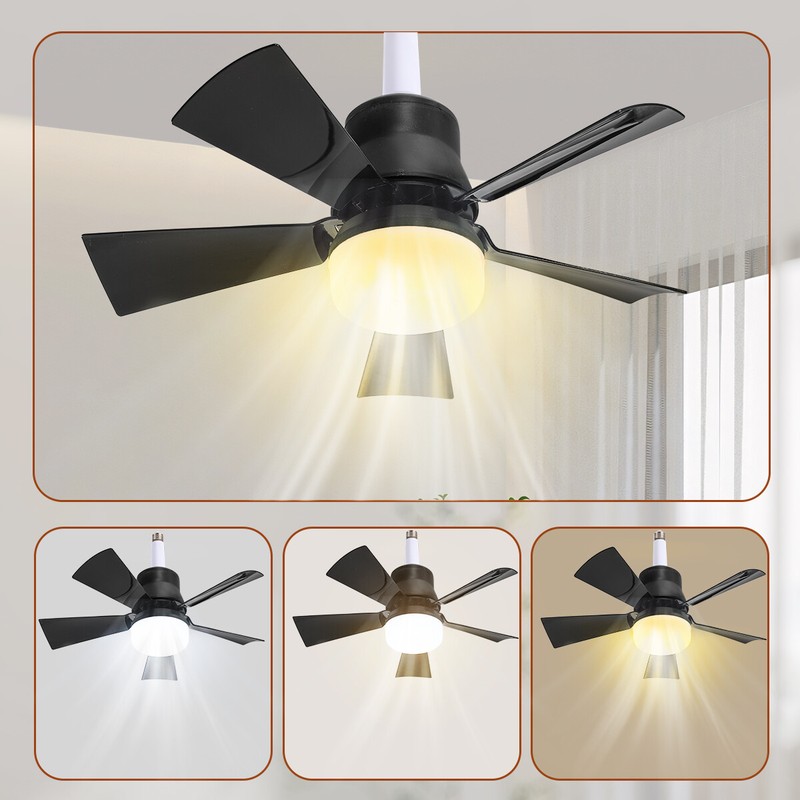 2 In 1 E27 Ceiling Socket Fan 30W with Dimmable LED Light Remote Control 3 Speed gallery