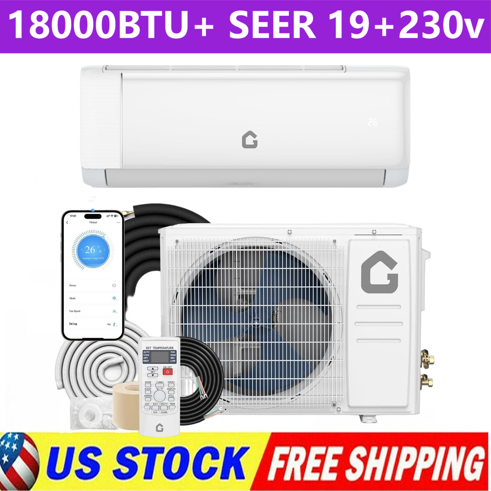 🚩18,000 BTU 230V Mini-Split Air Conditioner & Heat Pump 19 SEER Inverter Ductle