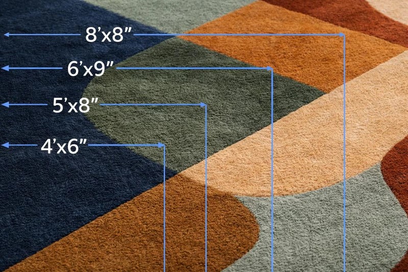 Hand Tufted Wool Abstract Area Rug Modern Mid Century Geometric Luxury Custom gallery