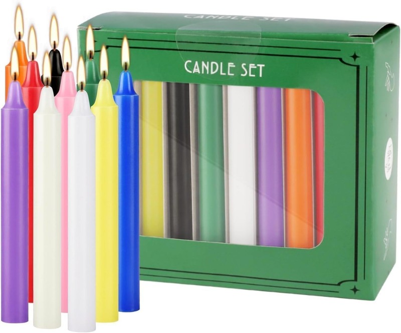 40 Pack Assorted Color Spell Chime Candles, 4 Inch Mini Taper Candles for Home gallery