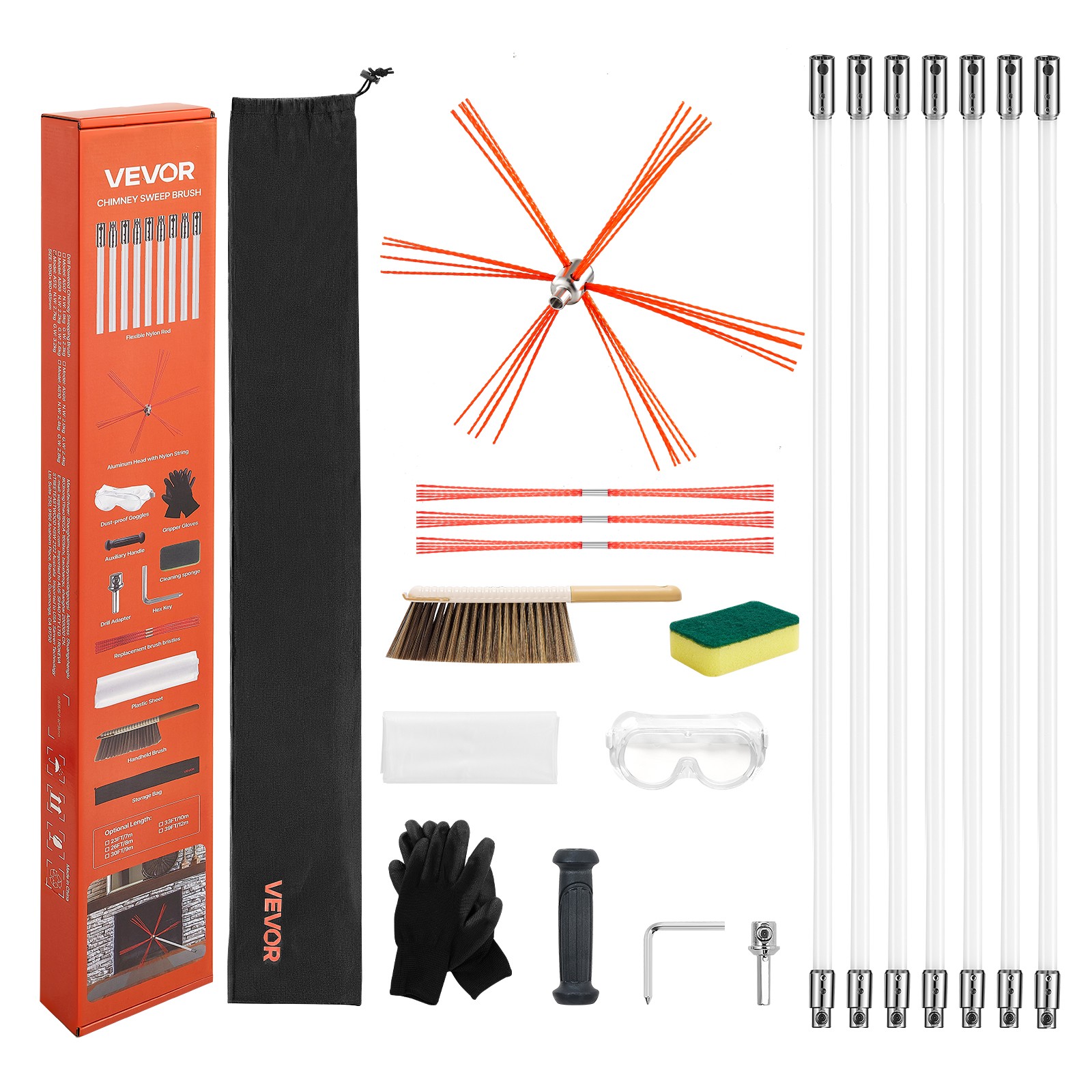 VEVOR Chimney Sweep Kit Chimney Brush for Square Arch Rectangle Chimneys gallery
