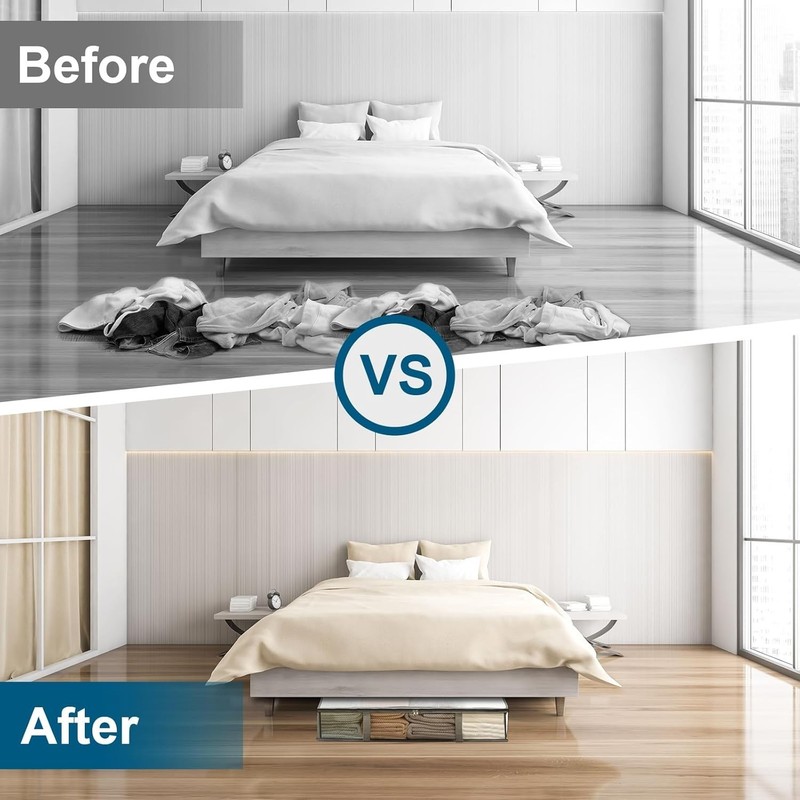 2 Pack Under Bed Storage Containers Bins Humidproof Plastic Underbed Storage Bin gallery
