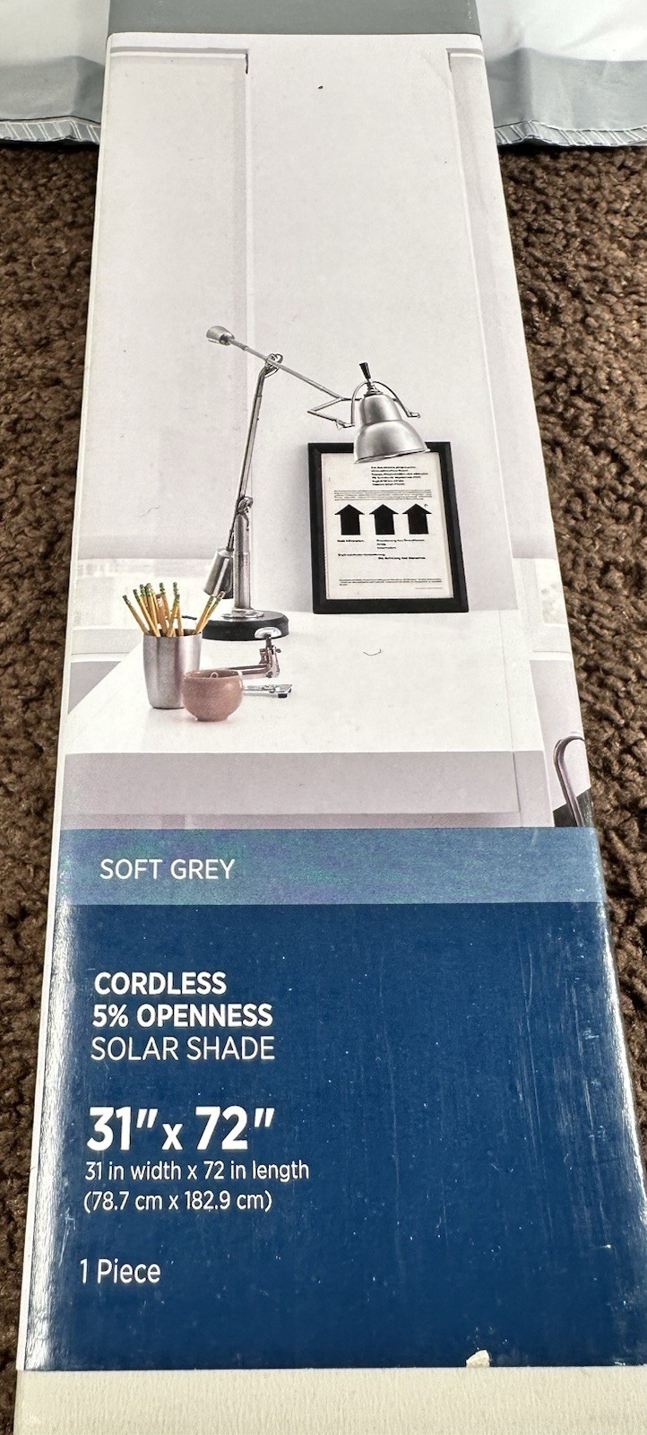 Light Filtering Roller Shades 5% Openness Solar Screen 32”W x 72" H Grey (1279 gallery